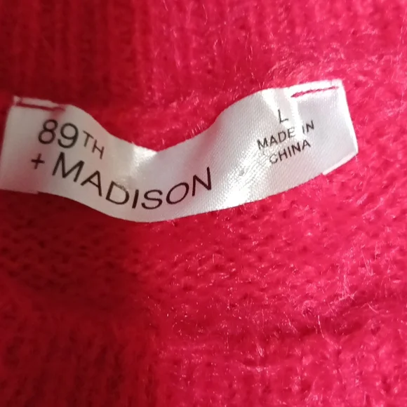 Womens Red Sweater Winter Ski Decorative Christmas sz L 89th MADISON 12/14 b36 - Picture 6 of 8